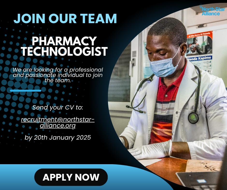 North Star Alliance (@northstarafrica) on Twitter photo We are #hiring!
Are you a Pharmacy Technologist looking for a new challenge?
Use this link: northstar-alliance.org/job/pharmacy-tโฆ and #apply to recruitment@northstar-alliance.org before 20th January 2025
#ikokazi #healthcare #bluebox #crossboarder #SRH #EndGBV #Communities #mobilty We are #hiring!
Are you a Pharmacy Technologist looking for a new challenge?
Use this link: northstar-alliance.org/job/pharmacy-tโฆ and #apply to recruitment@northstar-alliance.org before 20th January 2025
#ikokazi #healthcare #bluebox #crossboarder #SRH #EndGBV #Communities #mobilty