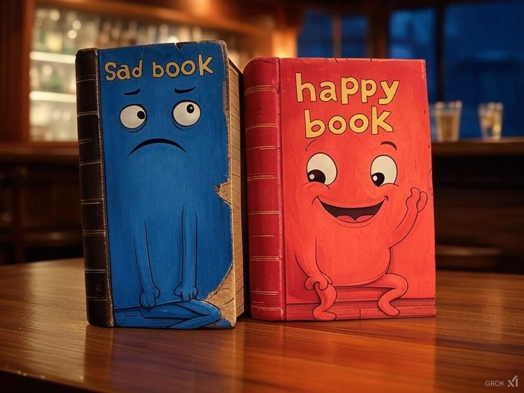 Что будет если грустная книга встретит веселую книжку в баре?