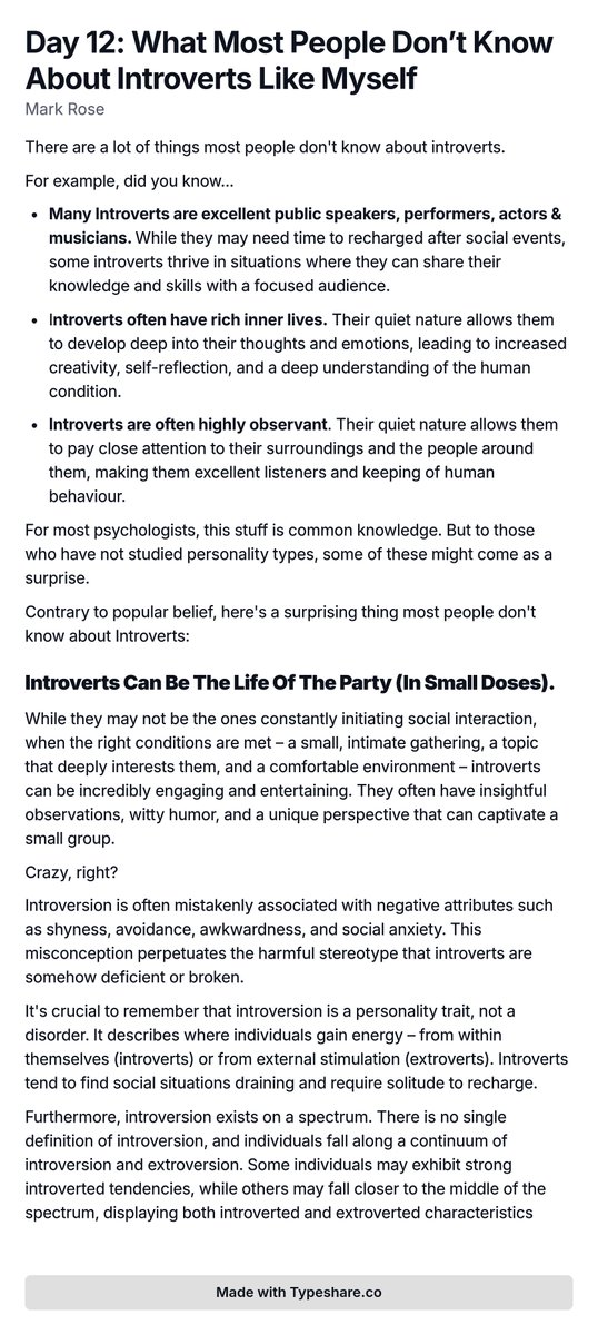 MarkRose's tweet photo. Day 12: What Most People Don’t Know About Introverts Like Myself https://t.co/M6lcaf9a0E