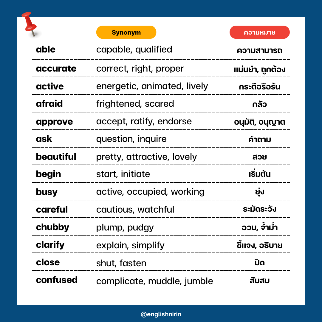 englishnirin's tweet photo. มาจด Synonym พวกนี้ไปกันนะ #dek68
ได้ศัพท์เพิ่มกับได้อีกหนึ่งเทคนิคช่วย Reading A-level ENG น้าา🥰
.
ติว A-Level อัพคะแนน 80+ กับพี่หมอนิริน
ทัก LINE: @englishnirin ได้เลย
.
ติวฟรีใน Youtube พี่หมอนิริน ข้อสอบเก่า ปูพื้นฐาน สอน Vocab เสิร์ช "English Nirin" ได้เลย https://t.co/AEKtiVL4po