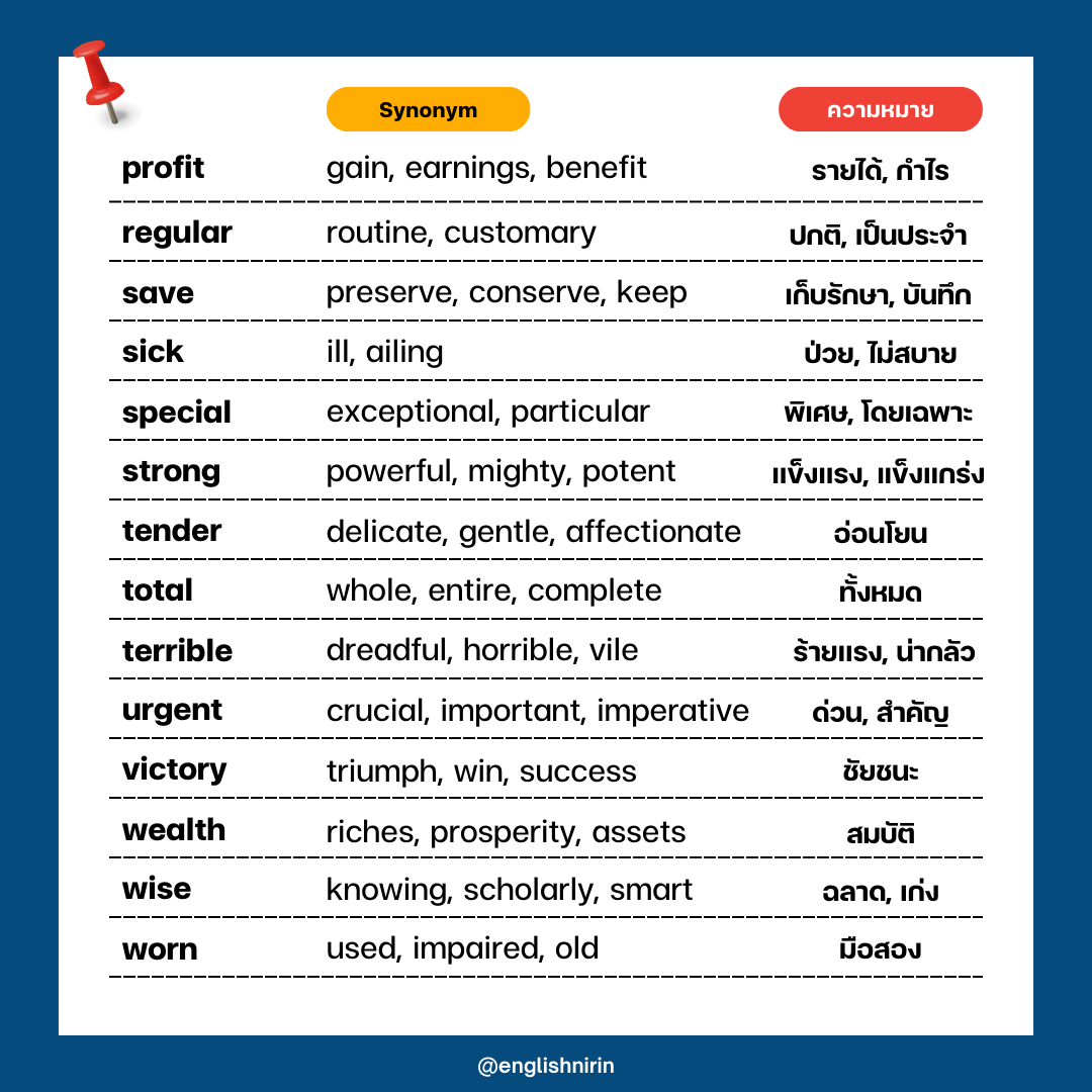 englishnirin's tweet photo. มาจด Synonym พวกนี้ไปกันนะ #dek68
ได้ศัพท์เพิ่มกับได้อีกหนึ่งเทคนิคช่วย Reading A-level ENG น้าา🥰
.
ติว A-Level อัพคะแนน 80+ กับพี่หมอนิริน
ทัก LINE: @englishnirin ได้เลย
.
ติวฟรีใน Youtube พี่หมอนิริน ข้อสอบเก่า ปูพื้นฐาน สอน Vocab เสิร์ช "English Nirin" ได้เลย https://t.co/AEKtiVL4po