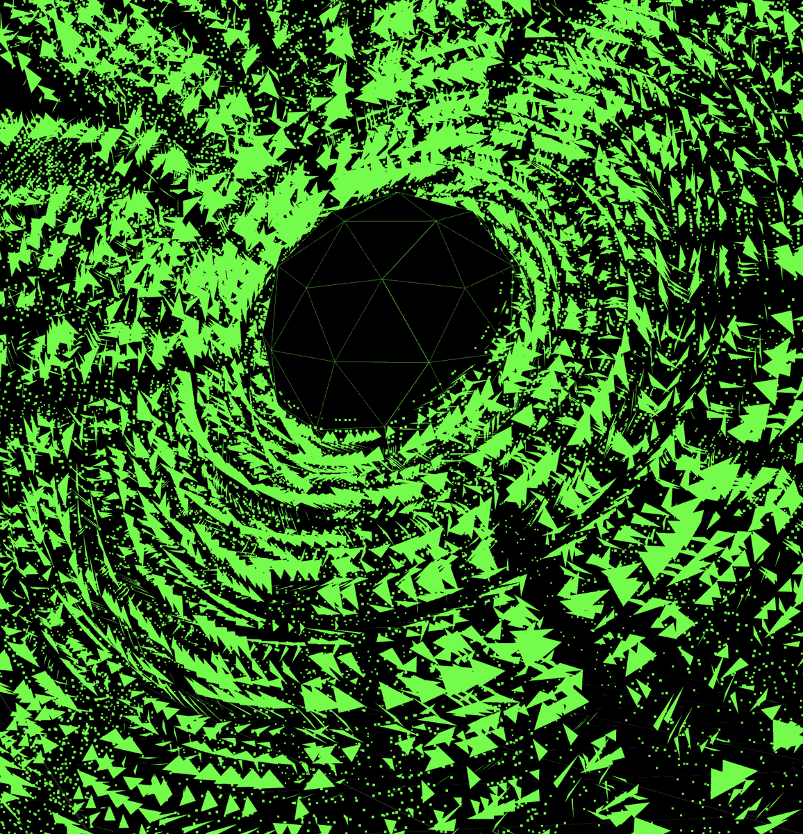 smrghsh's tweet photo. Triangles and nothing else #genuary13 #genuary #threejs #creativecode #glsl #vertexshader #fragmentshader https://t.co/LvEMLay9iY