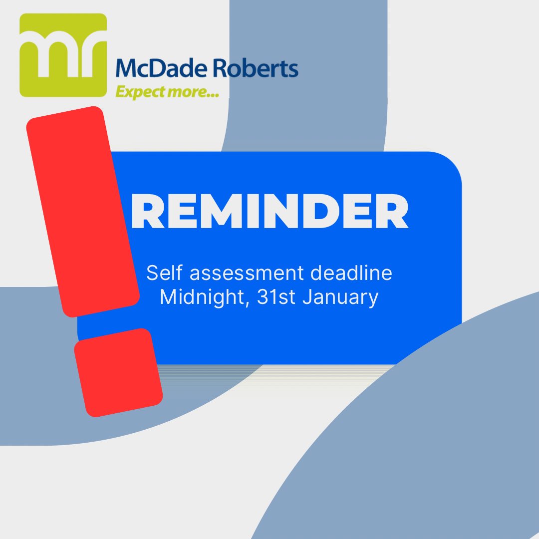Don’t miss the deadline! ⏰ 💸 

And if you need a hand, we can prepare accounts for all types of business, from sole traders to partnerships and limited companies. 

Get in touch!

📞 01772 717110
📧 office@mcdaderoberts.co.uk
🔗 mcdaderoberts.co.uk/services/servi…

#SelfAssessment #Preston