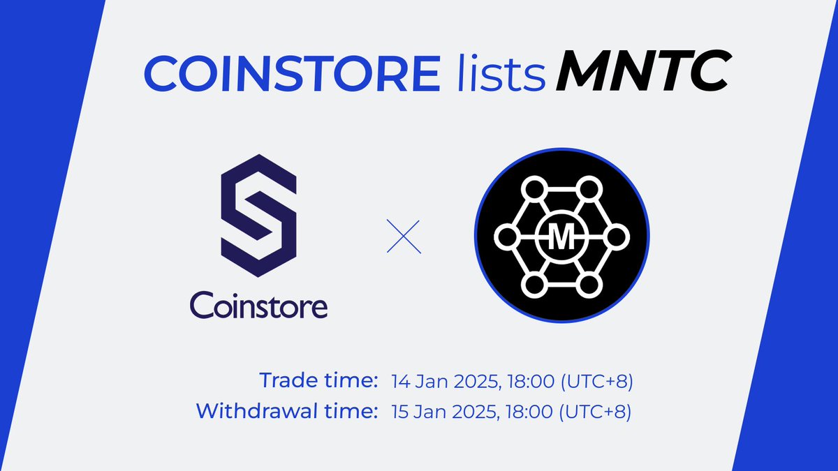 🔥NEW LISTING ON COINSTORE🔥

👏Welcome: <a href="/minatifi/">Minati</a> $MNTC 👏

⏰Trade time: 2025/01/14 18:00 (UTC+8)
🔔Withdraw time: 2025/01/15 18:00 (UTC+8)

👇Watch this space for more👇
🌎Official website: minati.io
👩‍👦Official Telegram: t.me/Minativerseoff…