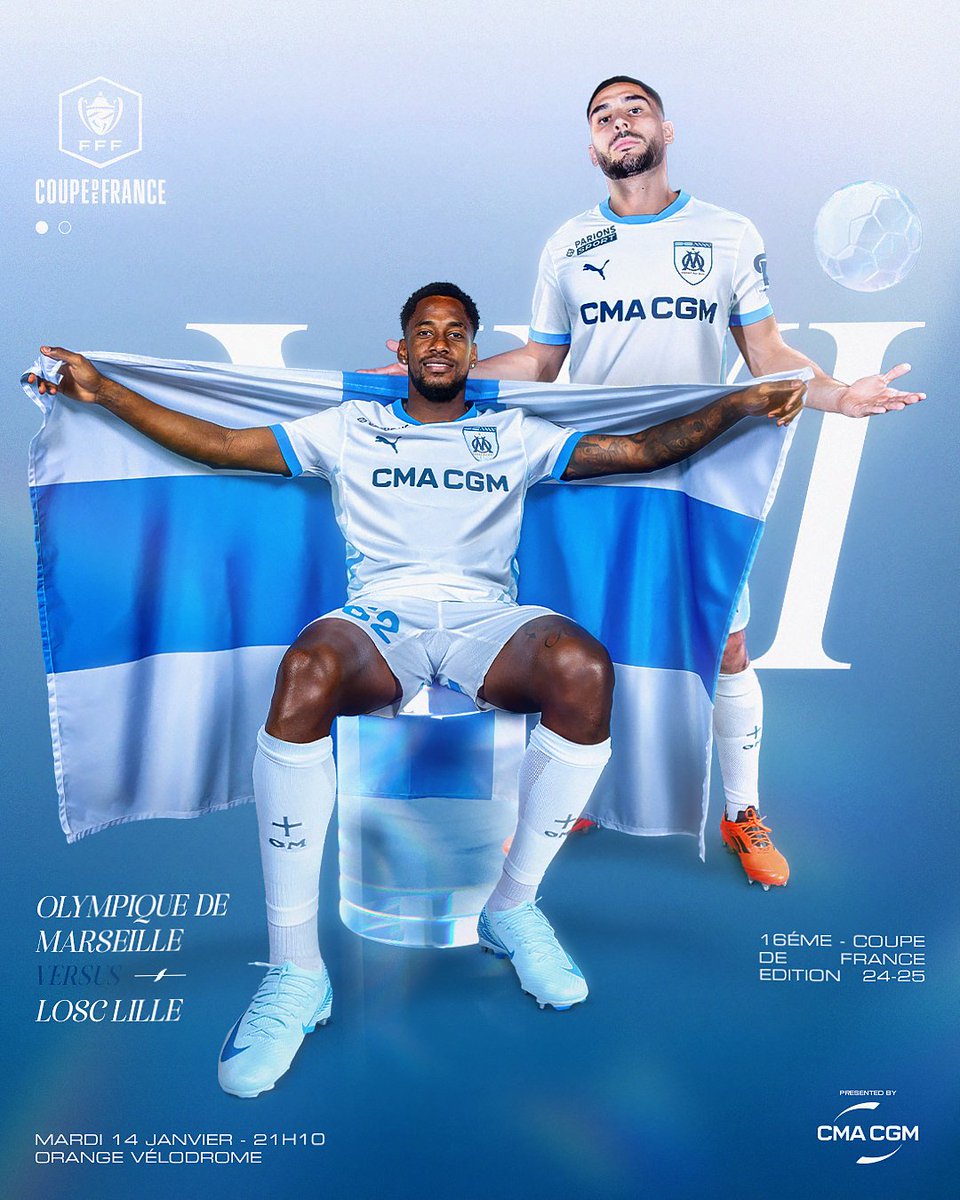 🏆 𝐌𝐀𝐑𝐒𝐄𝐋𝐋𝐀 𝐃𝐄 𝐂𝐎𝐏𝐀 🏆

Los 𝗢𝗹𝘆𝗺𝗽𝗶𝗲𝗻𝘀 reciben al Lille esta noche en el
<a href="/orangevelodrome/">Orange Vélodrome 🏡</a> para una eliminatoria de 𝐂𝐨𝐮𝐩𝐞 𝐝𝐞 𝐅𝐫𝐚𝐧𝐜𝐞 eléctrica ⚡️ #OMLOSC 

21:10🇫🇷 15:10🇵🇦 17:10🇦🇷🇺🇾 14:10🇲🇽