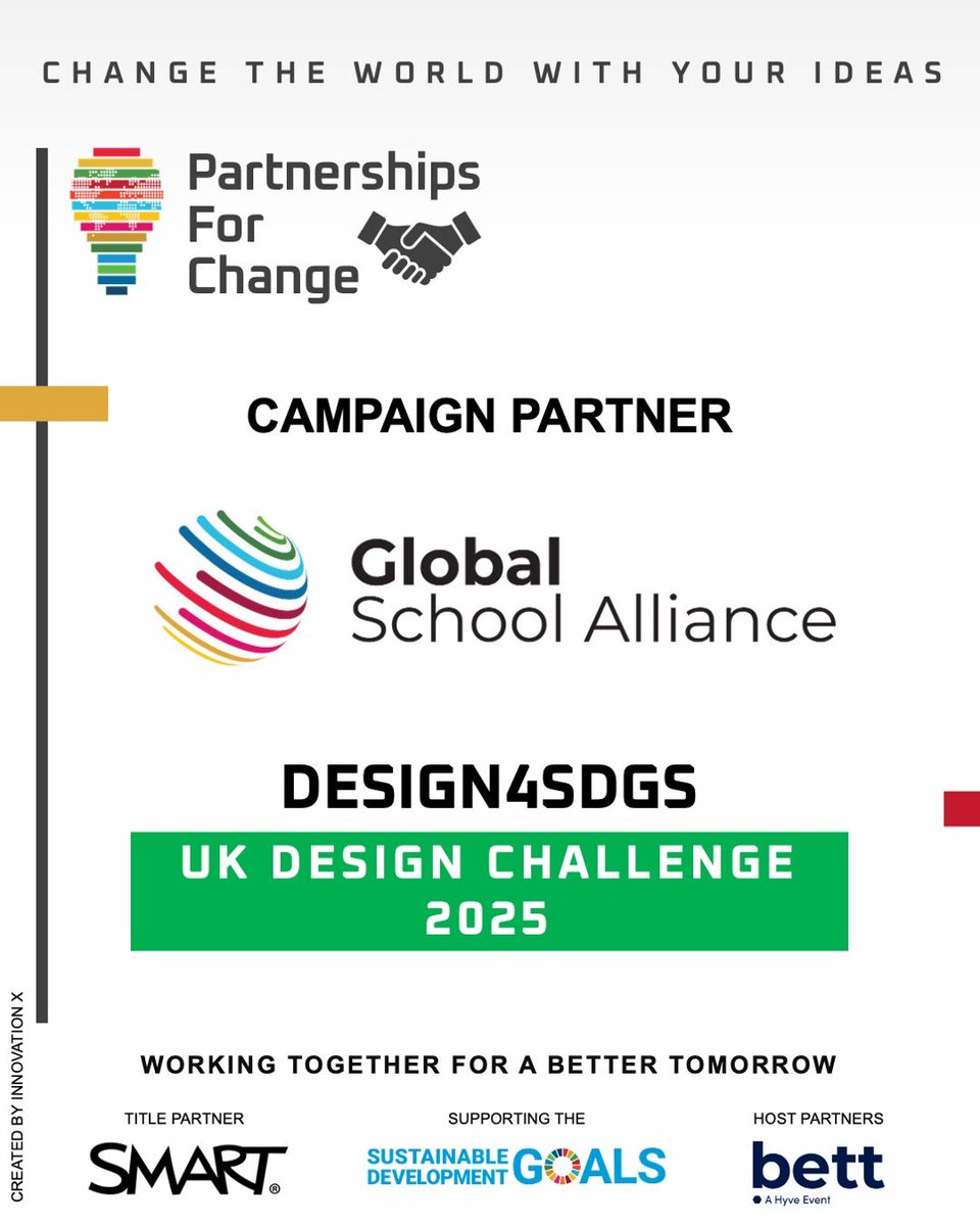 We’re delighted to announce our partnership with Design4SDGs who we will be sharing the stage with at #BettUK2025.

Join us on 22nd January from 3:30pm on the main stage to hear a range of creative presentations from schools across the UK in response to the 6 SDG challenges.