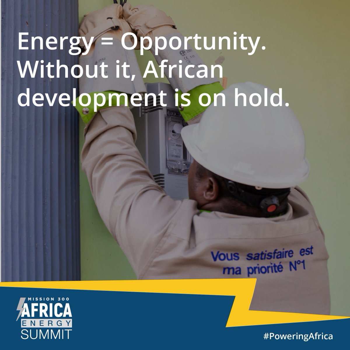 IFCAfrica's tweet photo. We're on a mission to bring electricity to at least 300 million people in Africa by 2030! Achieving this relies on the #PrivateSector to drive investments &amp; innovation. 
Learn more about how the private sector is key to #PoweringAfrica: ➡️ https://t.co/bBE6oP9jwO 
#Mission300 https://t.co/n3gkKn5WOL