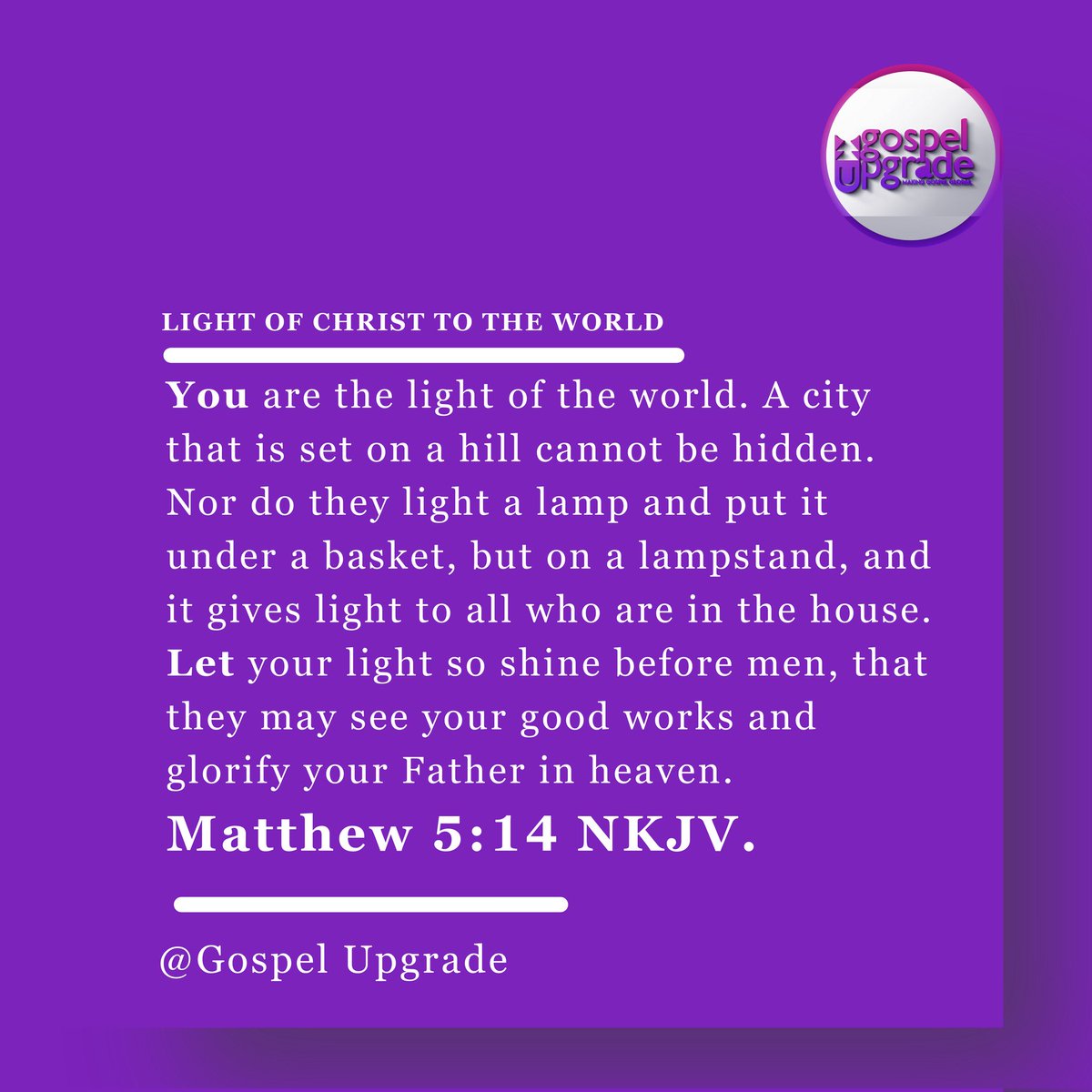 You are the Light of Christ to the World.

Never allow your light to be dimed by anyone .

 #digitaldiscipleship #thewordtoday #guworddaily #makinggospelglobal #gospelupgrade