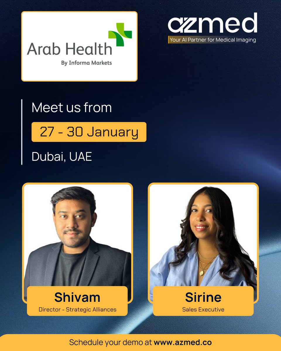 AZmed_AI's tweet image. Meet the #AZteam at the @Arab_Health from 27 to 30 January!
Radiologists manage complex cases every day while meeting the growing demand for diagnostic precision. To address these challenges, Rayvolve, our clinically validated AI solution, provides decision support capabilities,…