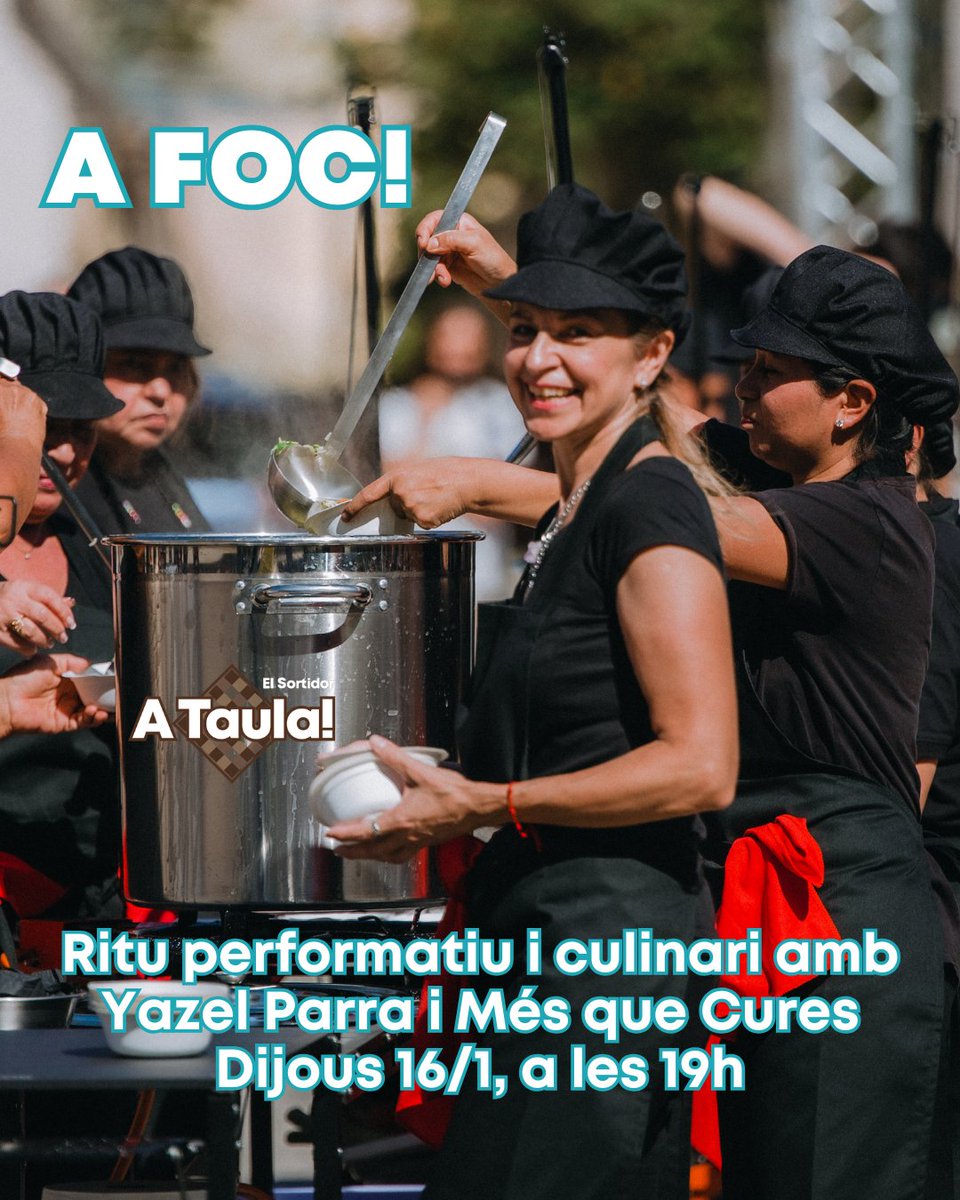Centre Cívic El Sortidor (@ccelsortidor) on Twitter photo <a href="/CCPereQuart/">CC JOAN OLIVER</a> @CClelectric <a href="/ccjmtriasipeitx/">@ccjmtriasipeitx</a> <a href="/cc_PerePruna/">Centre Cívic Pere Pruna</a> <a href="/culturaLaMarina/">Centres Cívics de La Marina</a> <a href="/CCZonaNord/">Centre Cívic Zona Nord</a> <a href="/CanFelipa/">CCCan Felipa</a> <a href="/ConventAgusti/">ConventSantAgustí</a> <a href="/centrecivicsafa/">CC Sagrada Família</a> <a href="/ccguinardo/">Centre Cívic Guinardó</a> <a href="/parcsandaru/">CC Sandaru</a> <a href="/ccgolferichs/">Casa Golferichs</a> <a href="/Can_Clariana/">Can Clariana</a> <a href="/CCUrgell/">CC Urgell - Compte inactiu</a> @fortpienc <a href="/VilaUrania/">Vil·la Urània</a> <a href="/CcivicsBCN/">Centres Cívics BCN</a> <a href="/Bcn_SantMarti/">Districte de Sant Martí</a> @ViraCooperativa <a href="/tallerdemusics/">Taller de Músics</a> <a href="/BCN_SantsMont/">Districte de Sants-Montjuïc</a> <a href="/bcncultura/">Barcelona Cultura</a> <a href="/BCN_LesCorts/">Les Corts</a> <a href="/thebeatles/">The Beatles</a> <a href="/BeatlesSpain/">Beatles España</a> 🚀 Aquest dijous arrenquem la programació d'hivern! 
🔥 A FOC! és una performance culinària on tasques quotidianes com cuinar o compartir els aliments esdevenen eines de memòria col·lectiva i transformació. 🍲🎭🎵
🎟️ Podeu apuntar-vos-hi a bit.ly/a-foc!
#ataula <a href="/CCPereQuart/">CC JOAN OLIVER</a> @CClelectric <a href="/ccjmtriasipeitx/">@ccjmtriasipeitx</a> <a href="/cc_PerePruna/">Centre Cívic Pere Pruna</a> <a href="/culturaLaMarina/">Centres Cívics de La Marina</a> <a href="/CCZonaNord/">Centre Cívic Zona Nord</a> <a href="/CanFelipa/">CCCan Felipa</a> <a href="/ConventAgusti/">ConventSantAgustí</a> <a href="/centrecivicsafa/">CC Sagrada Família</a> <a href="/ccguinardo/">Centre Cívic Guinardó</a> <a href="/parcsandaru/">CC Sandaru</a> <a href="/ccgolferichs/">Casa Golferichs</a> <a href="/Can_Clariana/">Can Clariana</a> <a href="/CCUrgell/">CC Urgell - Compte inactiu</a> @fortpienc <a href="/VilaUrania/">Vil·la Urània</a> <a href="/CcivicsBCN/">Centres Cívics BCN</a> <a href="/Bcn_SantMarti/">Districte de Sant Martí</a> @ViraCooperativa <a href="/tallerdemusics/">Taller de Músics</a> <a href="/BCN_SantsMont/">Districte de Sants-Montjuïc</a> <a href="/bcncultura/">Barcelona Cultura</a> <a href="/BCN_LesCorts/">Les Corts</a> <a href="/thebeatles/">The Beatles</a> <a href="/BeatlesSpain/">Beatles España</a> 🚀 Aquest dijous arrenquem la programació d'hivern! 
🔥 A FOC! és una performance culinària on tasques quotidianes com cuinar o compartir els aliments esdevenen eines de memòria col·lectiva i transformació. 🍲🎭🎵
🎟️ Podeu apuntar-vos-hi a bit.ly/a-foc!
#ataula