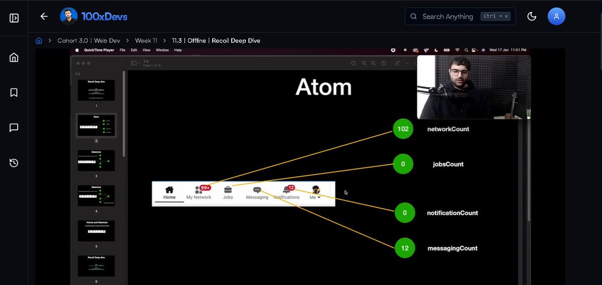 YadavAbhij50732's tweet image. 🚀 Just wrapped up an amazing session on Recoil at my cohort! Learned a lot about state management and handling complex app states. Big shoutout to the speakers and everyone who shared insights! Check out this snapshot from the session 📸👇 #RecoilJS