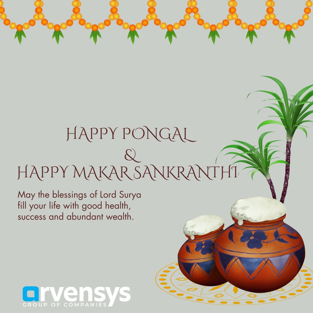 Arvensys_group's tweet photo. As we celebrate the harvest, may your life be filled with blessings and happiness. Let’s cherish the abundance and share the joy this Pongal & Sankranthi.
#pongal #Sankranthi #arvensys https://t.co/bHRQyKVvue