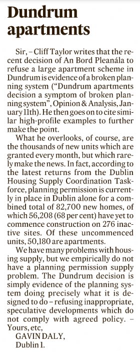 melreynolds (@maoiliosarey) on Twitter photo Good letter illustrating the number of currently available planning permissions in Dublin <a href="/IrishTimes/">The Irish Times</a> Good letter illustrating the number of currently available planning permissions in Dublin <a href="/IrishTimes/">The Irish Times</a>