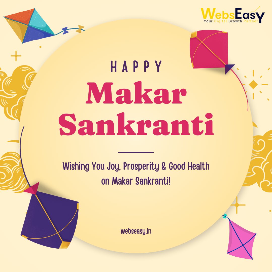 Webseasy_in's tweet photo. May this Makar Sankranti bring endless joy, success, and the hope of a brighter tomorrow! Fly your dreams high like kites and spread warmth and happiness. 🌞🪁🎉 #happymakarsankranti #festivevibes #celebratetogether #makarsankranti2025 #kiteflyingfestival #tilgul #festivevibes https://t.co/7GBK1EuuRU