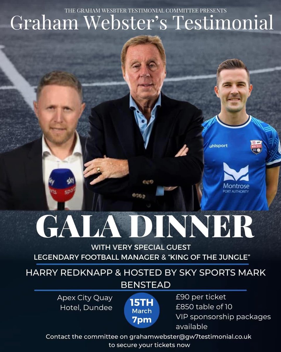 Graham Webster's Testimonial Committee have put together what is set to be an excellent night in celebration of his 10 years loyal service to the Club.