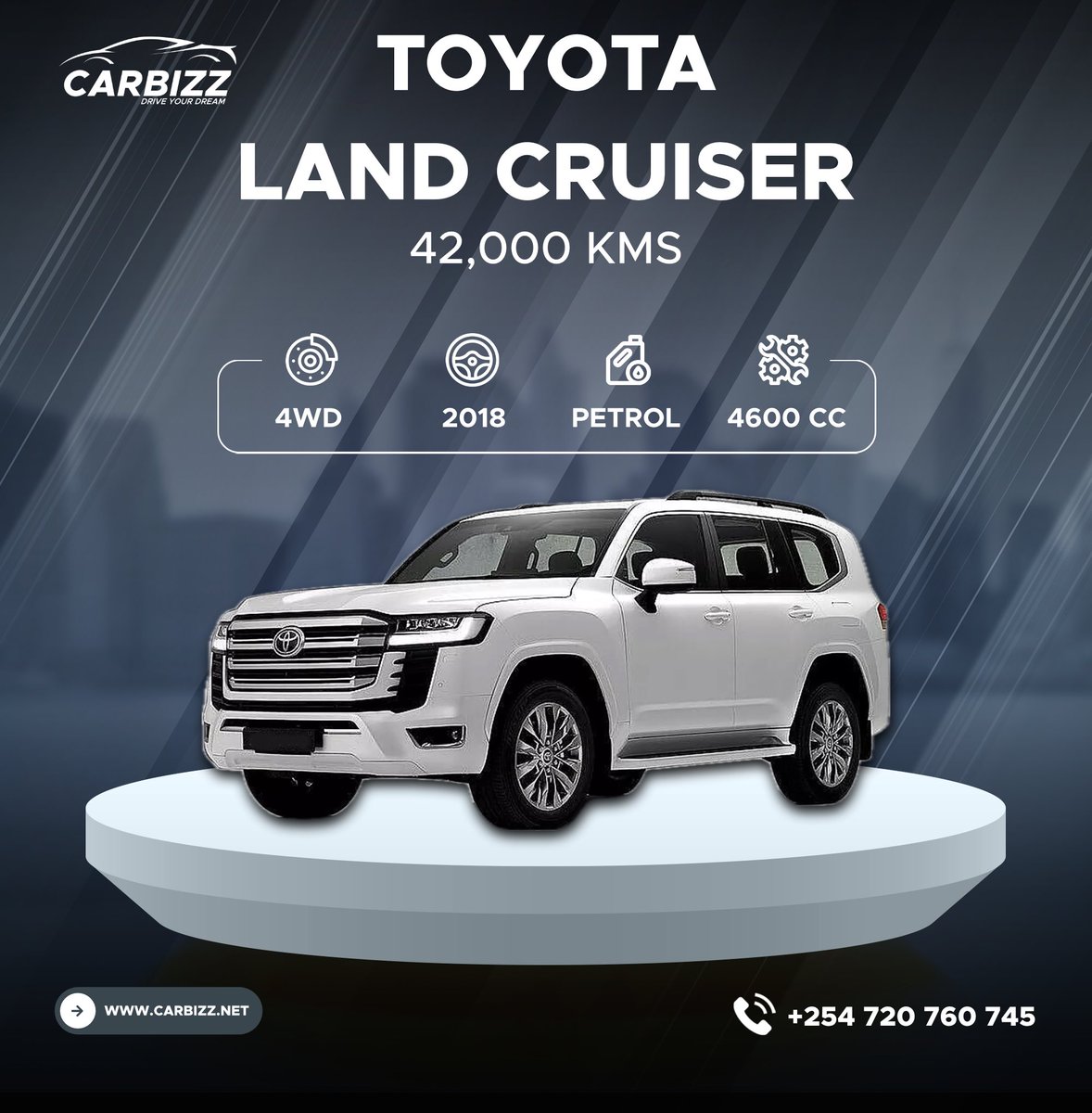Unleash the Beast!

Introducing the Toyota Landcruiser ZX, where luxury meets rugged capability. With just 42,000 kms on the clock, this premium SUV delivers top-notch performance and unmatched comfort. Priced at KSh 9,450,000, it’s ready to conquer both city streets and off-road
