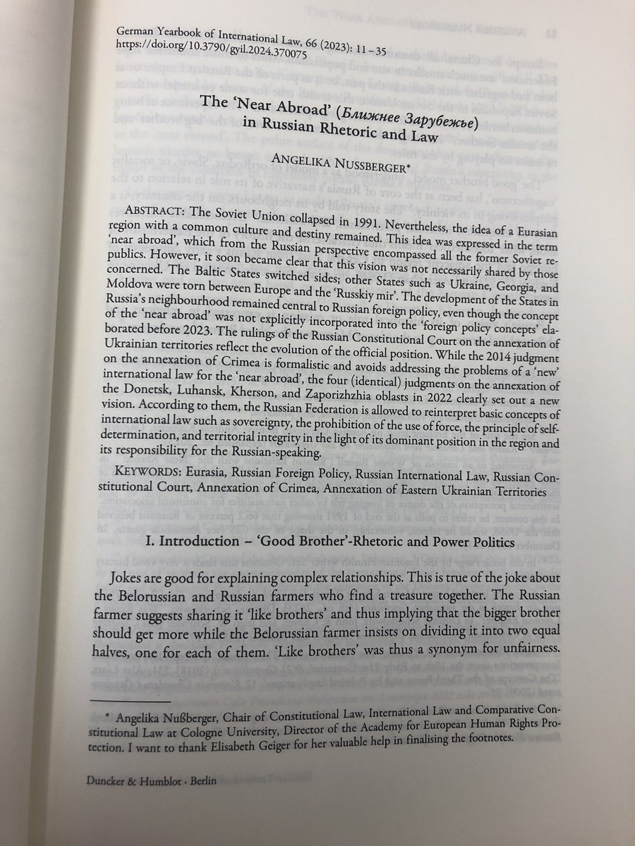 New publication in the German Yearbook of International Law „The Near Abroad in Russian Rhetoric and Law“