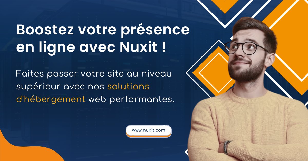 Avec Nuxit, donnez un nouvel élan à votre présence en ligne ! 🚀💻

Que vous lanciez un projet web ou cherchiez à optimiser votre site, nos solutions s’adaptent à vos besoins : hébergement fiable, serveurs performants, et accompagnement personnalisé. 🌐

#Nuxit #HébergementWeb