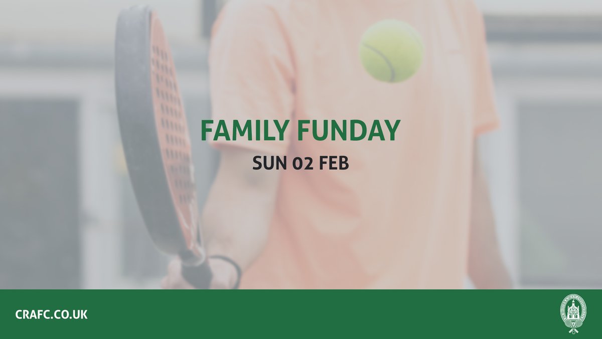 🎉 Family Funday - Sunday 2 Feb! 🎾😍

Join us for FREE padel, tennis, or squash! Play 45-min slots (2:15 - 4:30pm), all ages &amp; levels welcome. Equipment provided! Limited spots (4/booking).

📞 Book now: 01243 785664. Members &amp; non-members welcome. Don’t miss it! 🎉