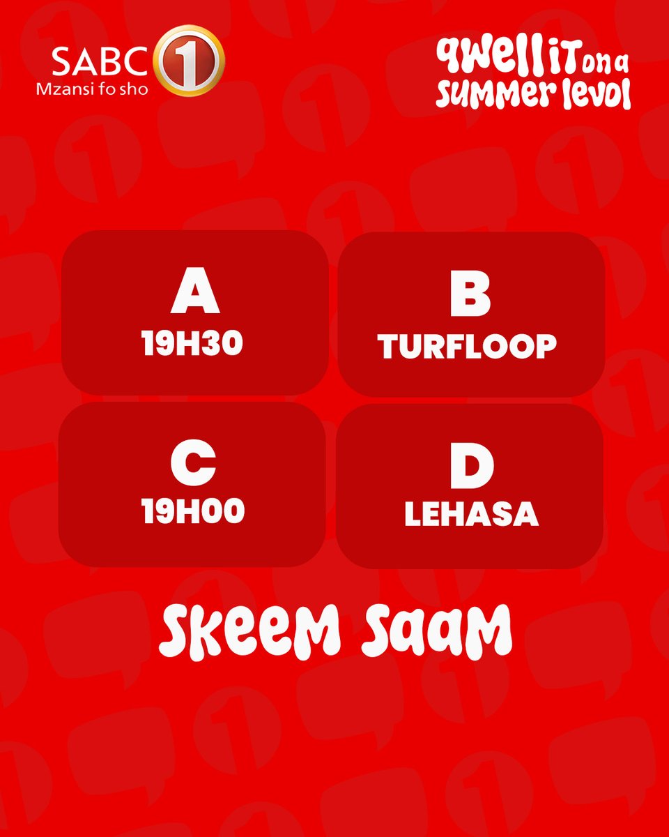 Official_SABC1's tweet photo. What’s the Qwa! Between these four words, tell us which one doesn’t associate with Skeem Saam. If you get it right we might slide in your DMs with a little something something for being amazing. #QwellItOnASummerLevol #MzansiFoshoLevol #WhatsTheQwaWhatsTheQo https://t.co/3epjHVZn6y