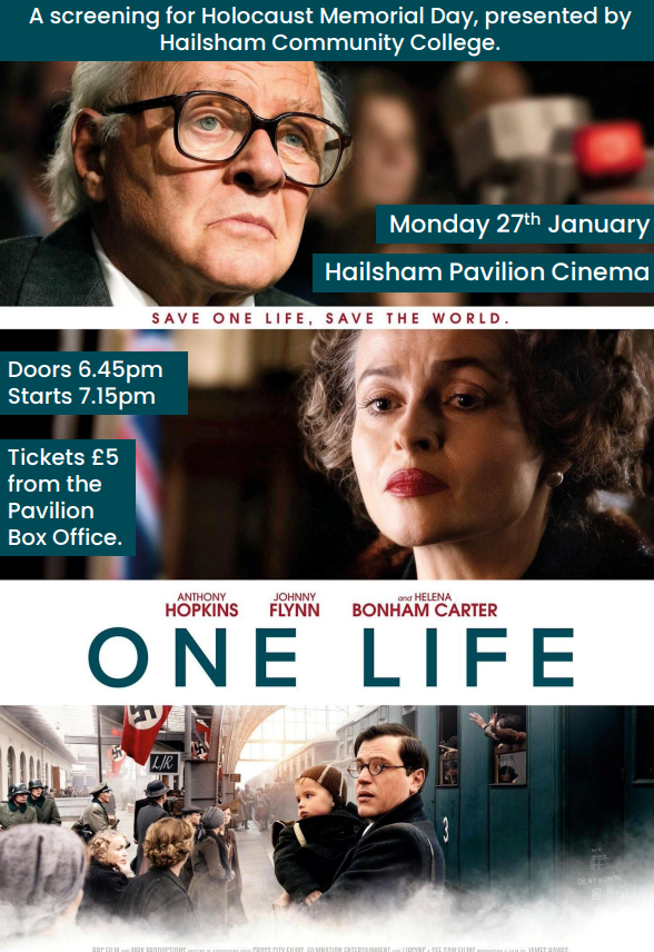 Please join us at the Hailsham Pavilion on Monday 27th January for this special screening to commemorate International Holocaust Memorial Day and the 80th anniversary of the liberation of Auschwitz.

Tickets available from the Pavilion Box Office.