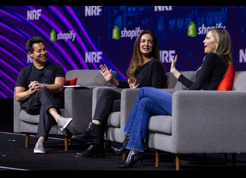 okonagano's tweet photo. At #NRF2025, Shopify President Harley Finkelstein, Favorite Daughter Co-founder Sara Foster, and AG1 CEO Kat Cole discussed unique ways to reach new customers, emphasizing the importance of community building, leveraging user-generated content, focusing on experiential retail https://t.co/Nx0MBE2PbG