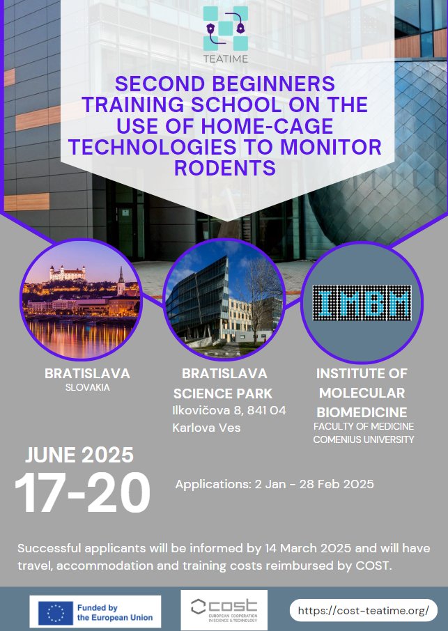 COST_TEATIME's tweet photo. The call for applications to participate in our 4th Training School is open! See you in #Bratislava this June.

https://t.co/ptsePoql4Z

#behavior #training @COSTprogramme https://t.co/l3zvR4Tci6