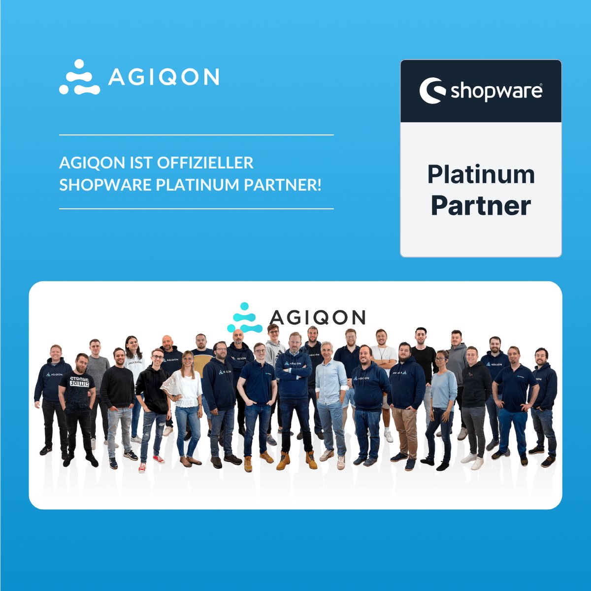 AGIQON's tweet photo. Wir sind Shopware Platinum Partner! 🎉

Wir sind stolz, als einer von 14 deutschen Platinum Partnern den höchsten Partnerstatus von Shopware erhalten zu haben. Ein großes Dankeschön an unser großartiges Team, unsere Kunden und Shopware für die vertrauensvolle Zusammenarbeit! ❤️ https://t.co/3exnl0NXDj