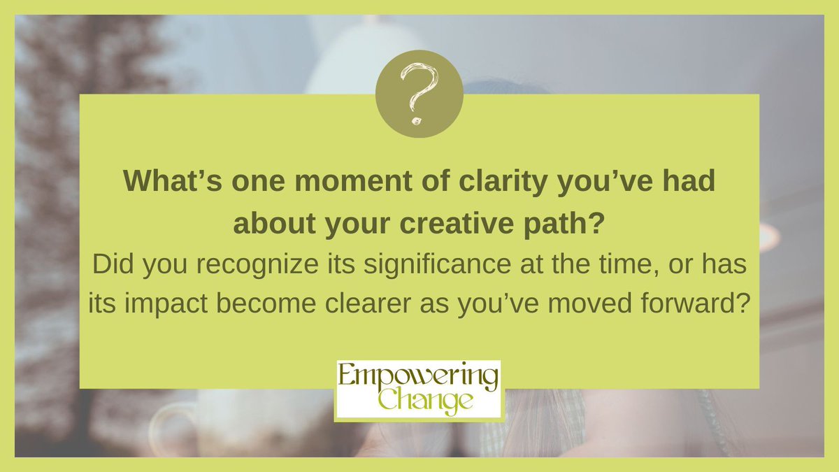 empoweringchnge's tweet image. Sometimes clarity about our creative path comes as a sudden flash, and other times it reveals itself slowly. 

#CreativeClarity #creativerecovery #EmpoweringChange #theartistsway