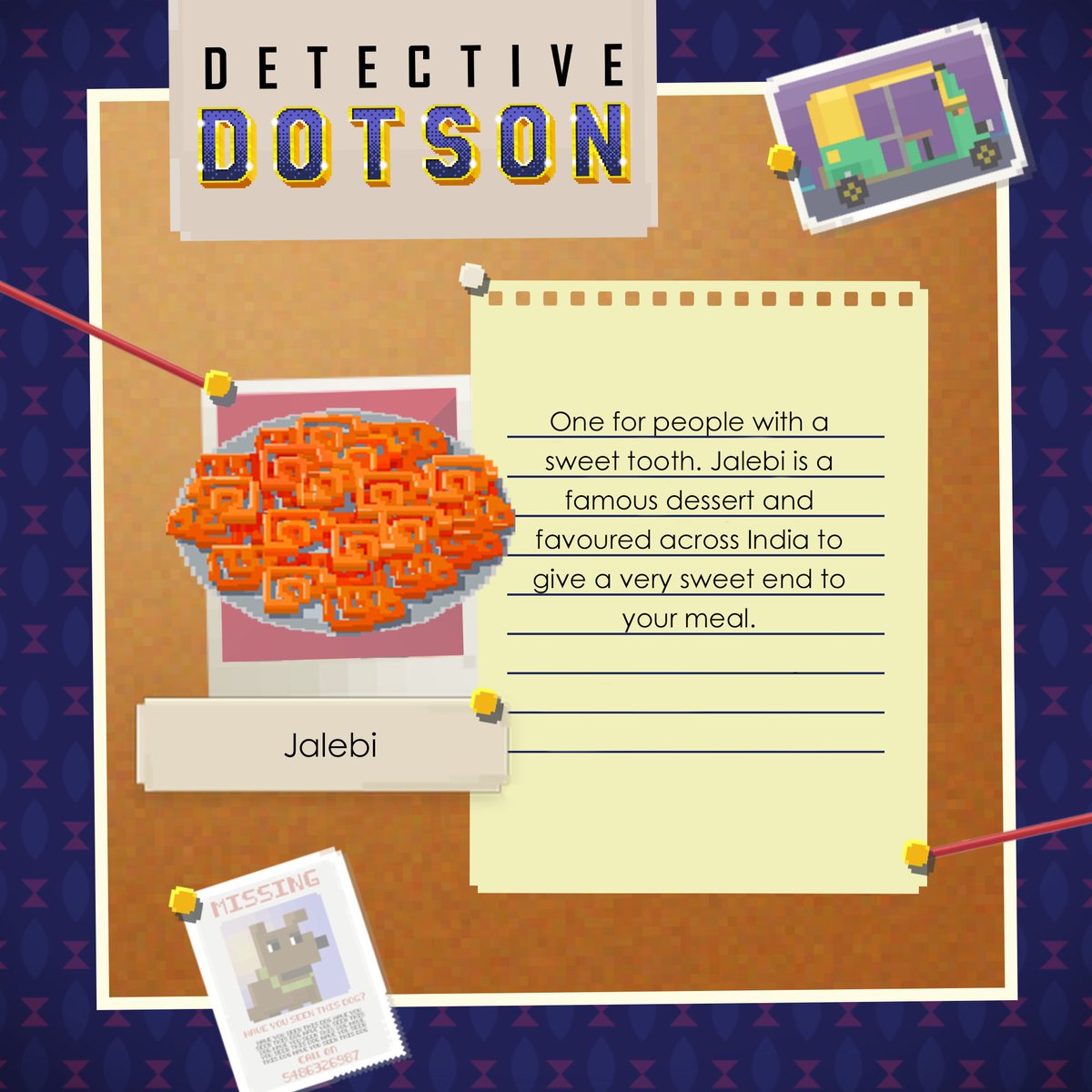 MasalaGames's tweet image. Got a sweet tooth? Then we have one of the most LEGENDARY desserts for this #TastyTuesday - The Jalebi! 🤤 

Have you tried one? 👀

#DetectiveDotson will give you some 'sweet' mysteries to solve!

Check out our demo on steam, and remember, we release April 3rd, 2025!

#indiegame
