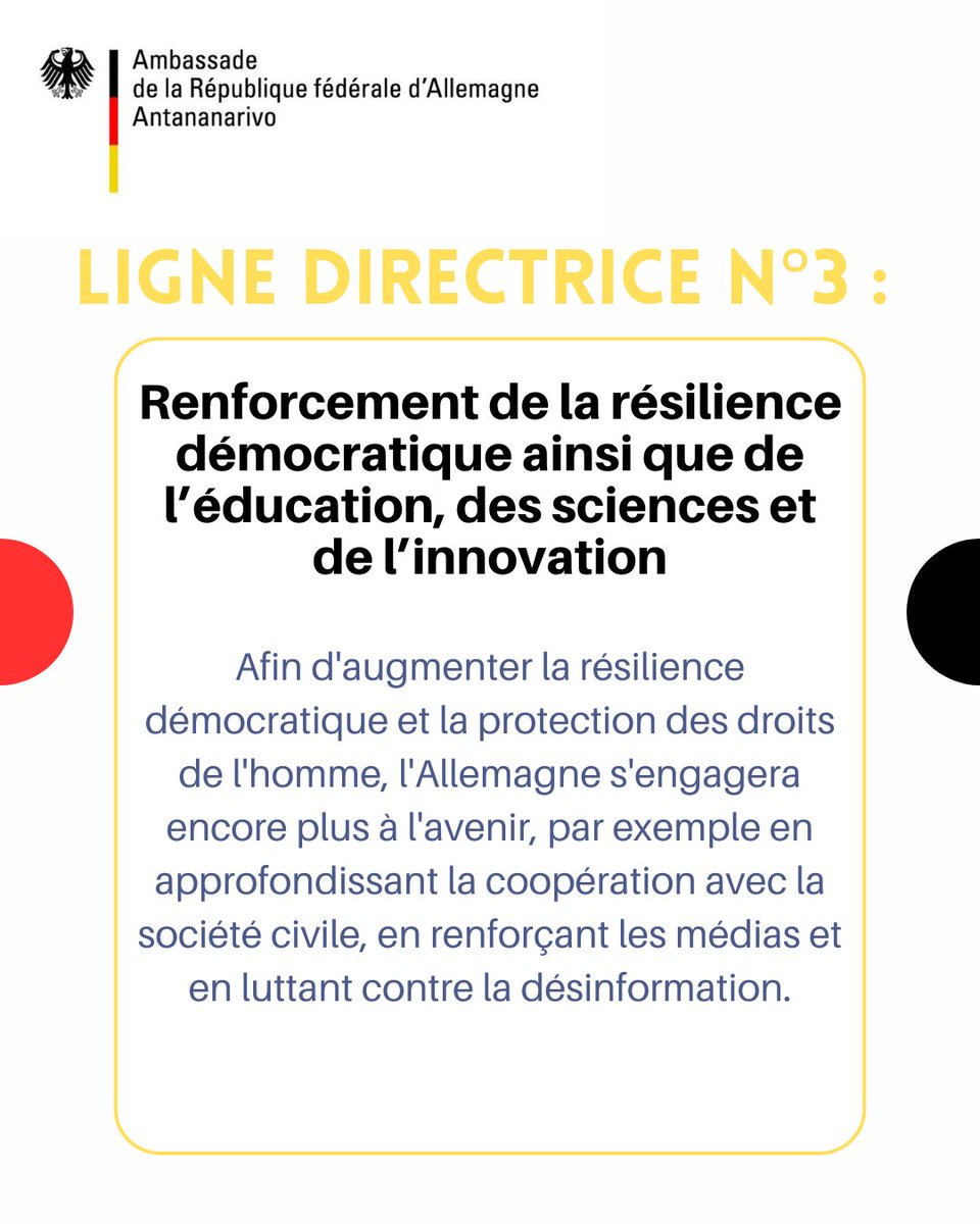 Amb_Ger_MDG_MUS's tweet photo. ✅Le gouvernement fédéral 🇩🇪 a publié les lignes directrices de sa stratégie adoptée pour l'Afrique.
✅Parcourons ces lignes directrices aujourd'hui!
Article intégral en ici 👉: https://t.co/f6JLiTblz3
#PolitiqueÉtrangèreAllemande #AllemagneAfrique #PartenariatAllemagneAfrique https://t.co/zmqKsvKxRA