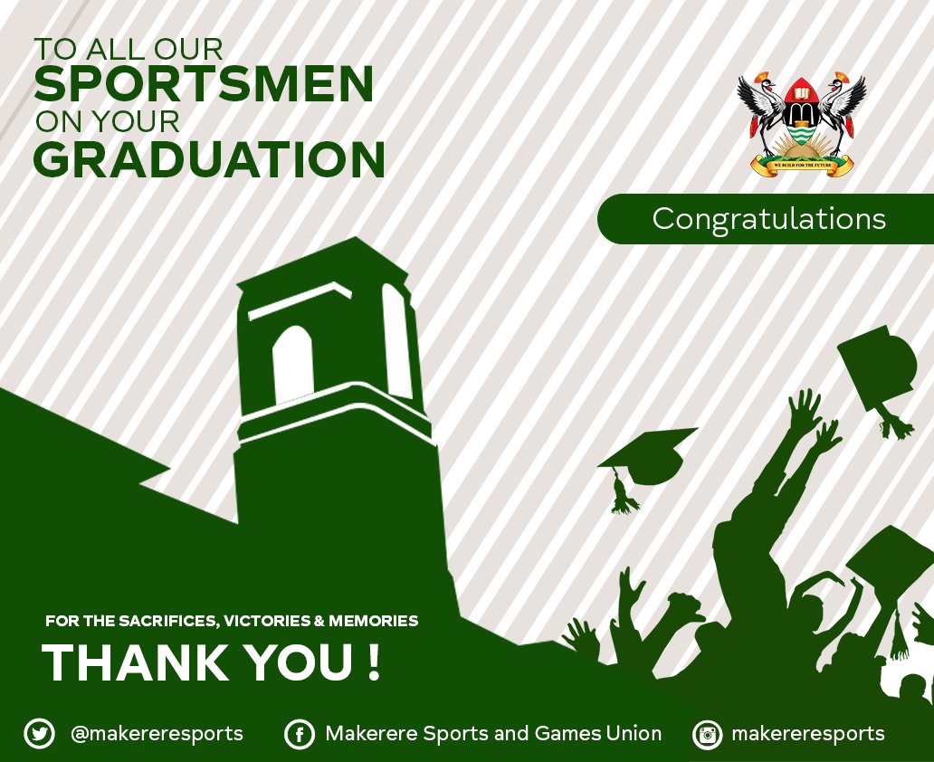 MakerereSports's tweet photo. Congratulations to all sportsmen and women graduating this week at the Alma Mater, Makerere University @Makerere 👩🏽‍🎓🎓👨🏾‍🎓🧑🏼‍🎓👨🏼‍🎓

You conquered sports and academics at the Hill 🥎⛹️⚽🏐🏑🏓🏉🏸🤾🏽‍♀️🏊🏽‍♀️♟️♣️

Go out now and conquer the world too 🔥. @MakGuild

#Mak75thGrad
#MAKSports https://t.co/kde9a1JUmq