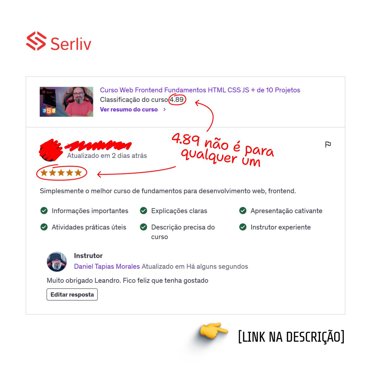 serlivcursos's tweet image. O melhor curso de fundamentos para desenvolvimento web front-end? Não somos nós que estamos dizendo... mas também não discordamos kkkkk. serliv.com/cursos
#CursoDeProgramação #CursosOnline #frontend  #javascript #LógicaDeProgramação #AprendaProgramar #html #css #htmlcss