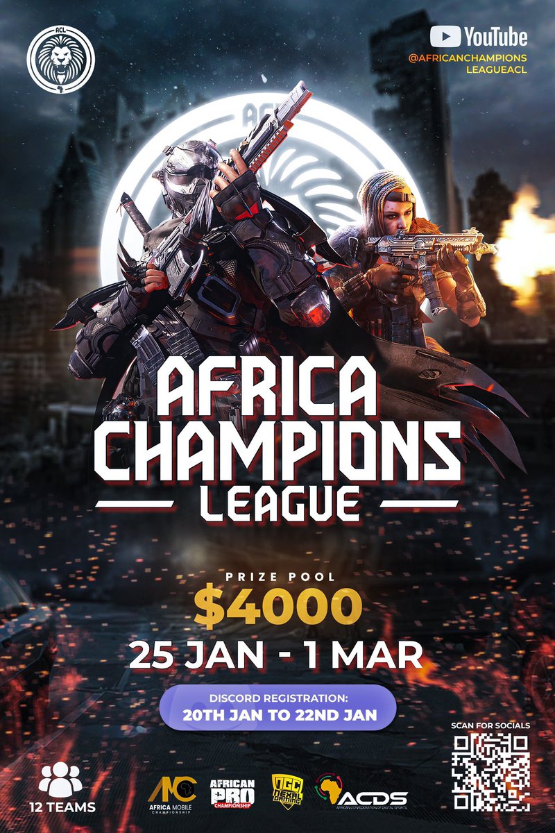 🚨 The countdown begins! Just 11 days to go until the Africa Champions League kicks off! 🎮🔥
12 teams. $4000 prize pool. One champion. 🏆 #ACL2025 #CODMeSports #AFCODM <a href="/Acleague_/">Africa Champions League (ACL)</a>