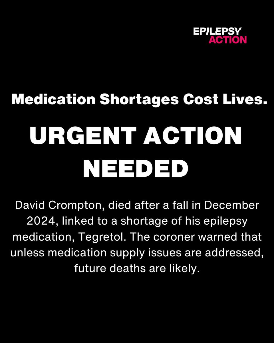 David Crompton died from a fall after receiving an 'IOU' for his epilepsy medication. Nearly 40% of epilepsy patients who faced medication shortages had more seizures. We’re calling for an urgent review of the medication supply chain. epilepsy.org.uk/news/man-dies-…