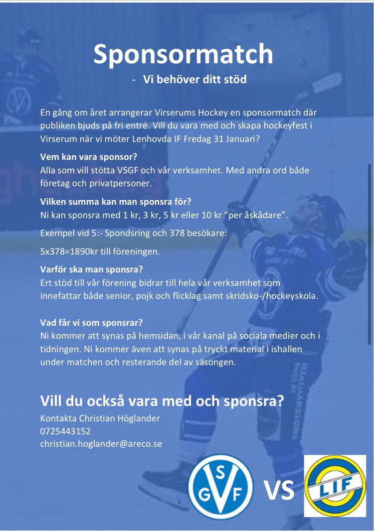 Nu är det äntligen dax för enkronasmatch!

Ypperligt tillfälle för alla att stötta föreningen rent ekonomiskt och samtidigt öppna dörren för att alla kan ha möjlighet och se denna match gratis. Då alla sponsorer är med och bidrar till fri entré och publikfest.
