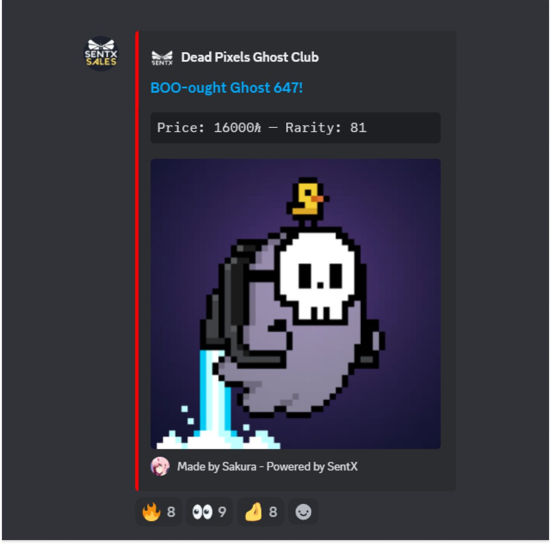👻 Someone just scooped a grail Phantom.

Over a dozen Ghosts minted on <a href="/SentX_io/">SentX</a> in 24 hours.

DPGC volume tapping 50k HBAR today. 

HBAR NFTs getting ready to cook.

📦 You can check out the NFTs in the minting pool right now, here: sentx.io/forevermint/de…