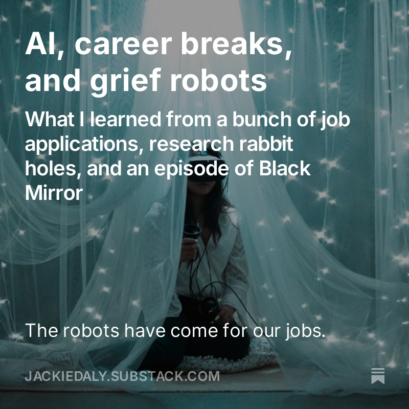 The robots have come for our jobs.
But not in the way I expected.
open.substack.com/pub/jackiedaly…