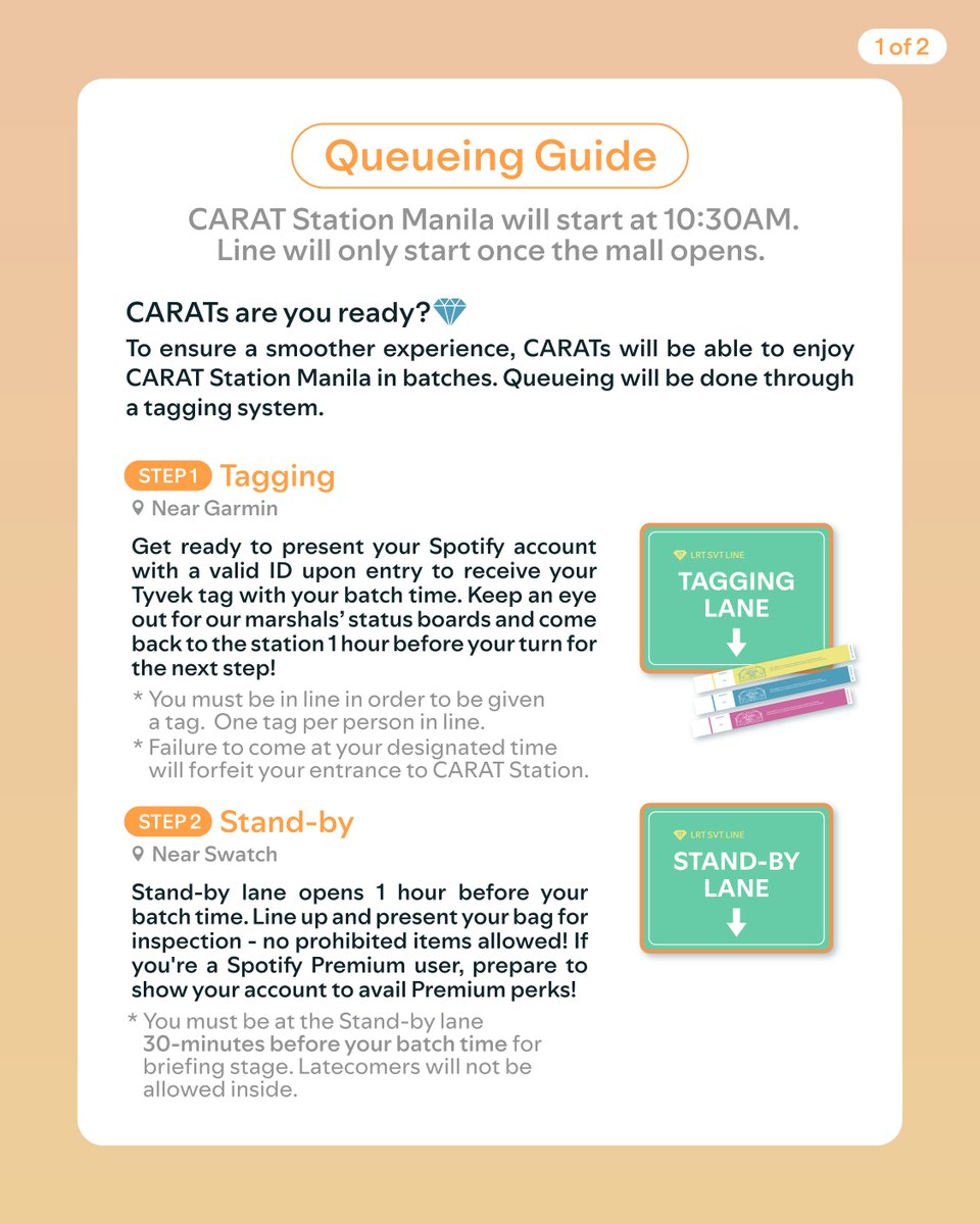 SpotifyPH's tweet image. [PART 2/3]

CARATS, check-in right here! 🩷
Here&apos;s a quick guide for a smooth CARAT Station experience. We can&apos;t wait to rock with you! 😉💎

#SpotifyCARATStation
#SpotifyPH #SEVENTEEN @pledis_17