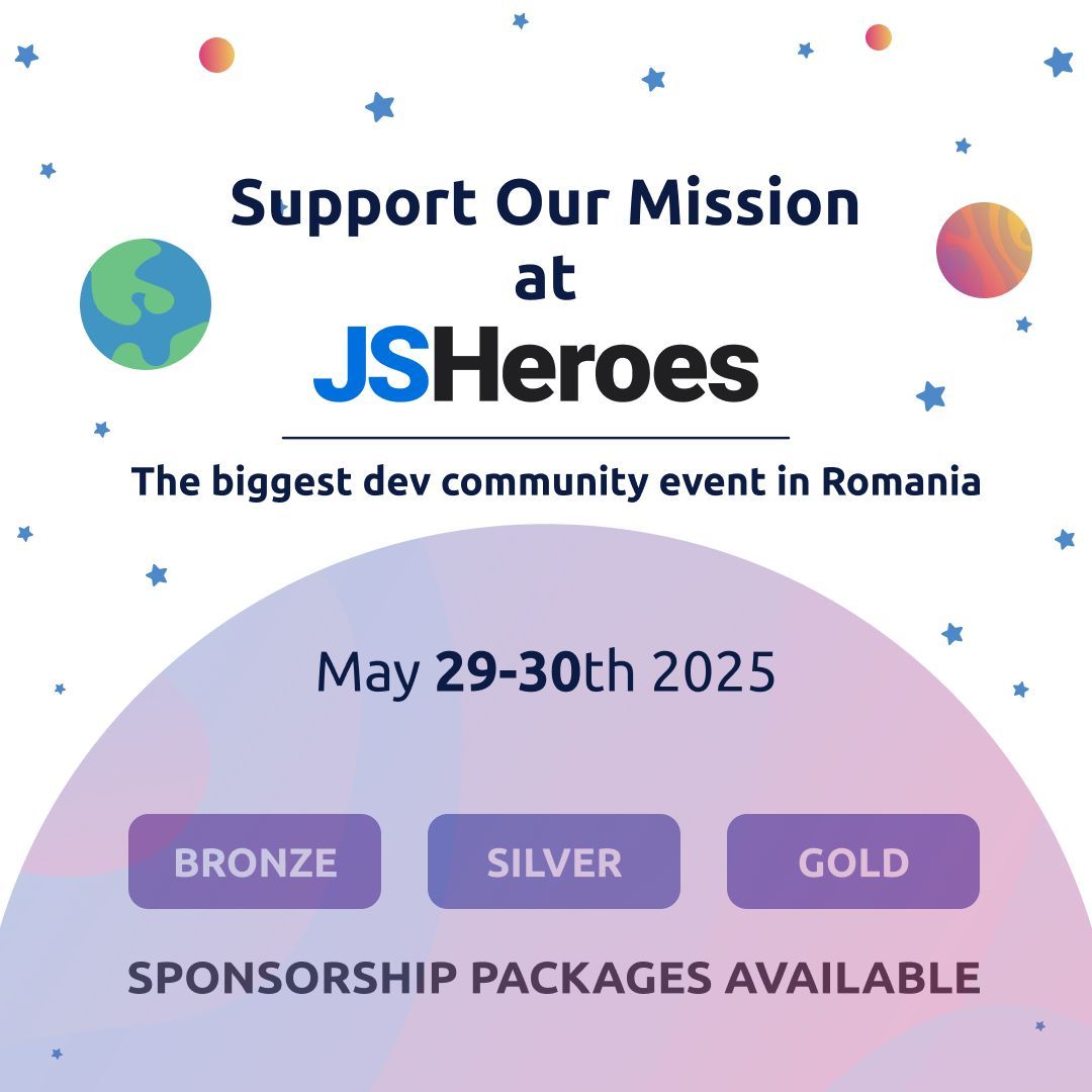 📢 Call for sponsors 📢

We have 3 brand new packages for companies that wish to help us bring the biggest developer community event in Romania to life .

Checkout the packages and the benefits: jsheroes.io/sponsor