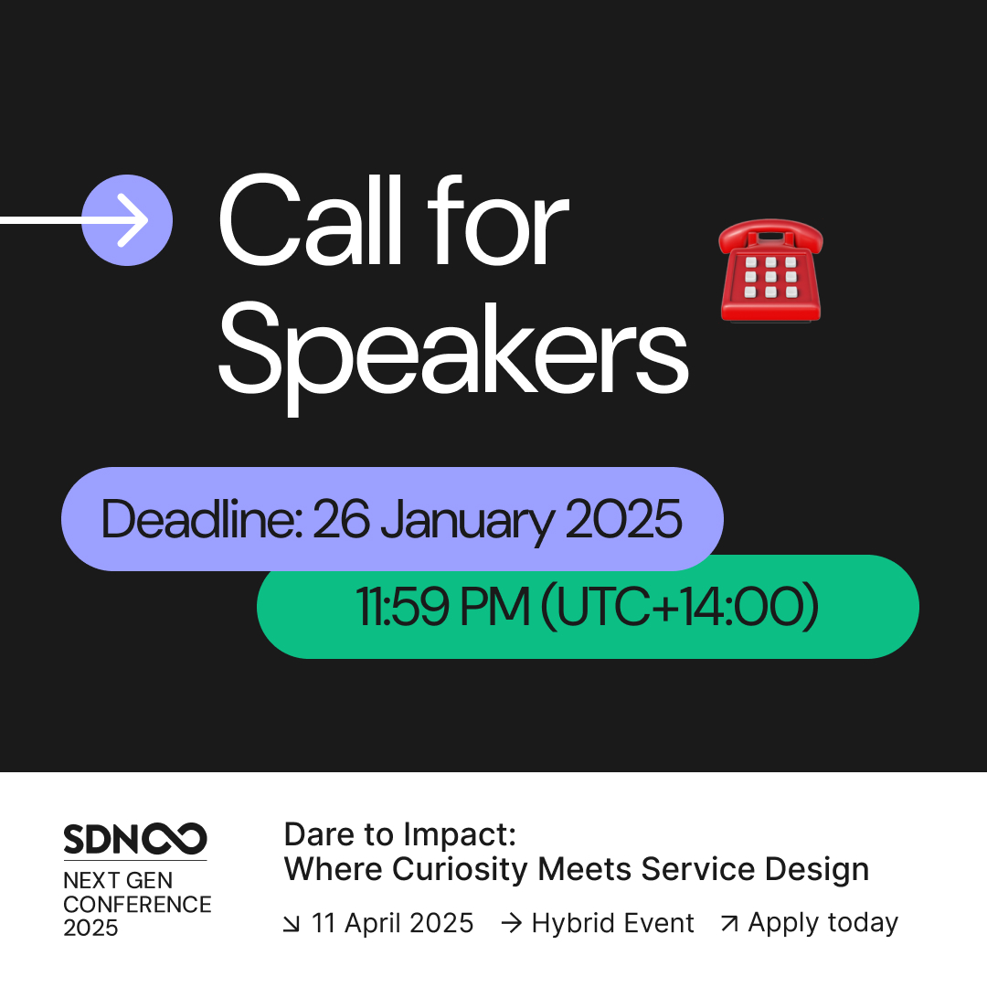 SDNetwork's tweet photo. Are you ready to take the stage at @sdn.ytb upcoming #SDNNextGenCon? We're looking for speakers who #Dare2Impact through service design, interdisciplinary thinking, collaboration, and innovation! π€
π Deadline for submissions: 11:59 PM (UTC+14:00), Jan 26 https://t.co/swqmk5DxSo https://t.co/uQbMrnnNwf
