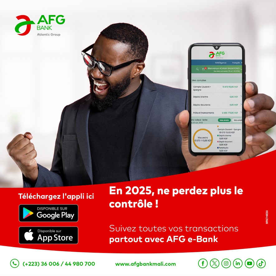 afgbankmali's tweet image. 💡 En 2025, gardez le contrôle total de vos finances !

Téléchargez l'appli MAINTENANT ici 

📲 Android : play.google.com/store/apps/det…

📲 IOS : apps.apple.com/ci/app/afg-e-b…

💻 Navigateur web : online.afgbank.com

#AFGBankMali #BanqueMobile #AFGeBank