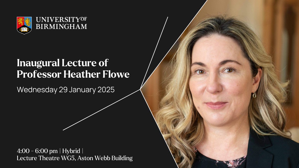 College of Life and Environmental Sciences (@les_unibham) on Twitter photo This month - join us for the Inaugural Lecture of Professor Heather Flowe (@hflowe), entitled 'At Memory's Sharp End: From War Zones to Waiting Rooms to Justice'.
📆 Weds 29 Jan, 4-6pm
📌Aston Webb, Lecture Theatre WG5, C Block
🎟️Book your place now: birmingham.ac.uk/university/col… This month - join us for the Inaugural Lecture of Professor Heather Flowe (@hflowe), entitled 'At Memory's Sharp End: From War Zones to Waiting Rooms to Justice'.
📆 Weds 29 Jan, 4-6pm
📌Aston Webb, Lecture Theatre WG5, C Block
🎟️Book your place now: birmingham.ac.uk/university/col…
