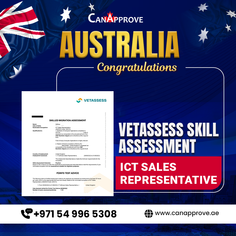 CanApproveDubai's tweet image. Exciting news!🥳One of our #PRpathway candidates, a talented #ICT Sales Representative, has successfully🎉 secured a positive #VETASSESS skill assessment for #Australia !🇦🇺

Are you a skilled professional dreaming of #AustralianPR?✈️

Contact #CanApprove!!!...