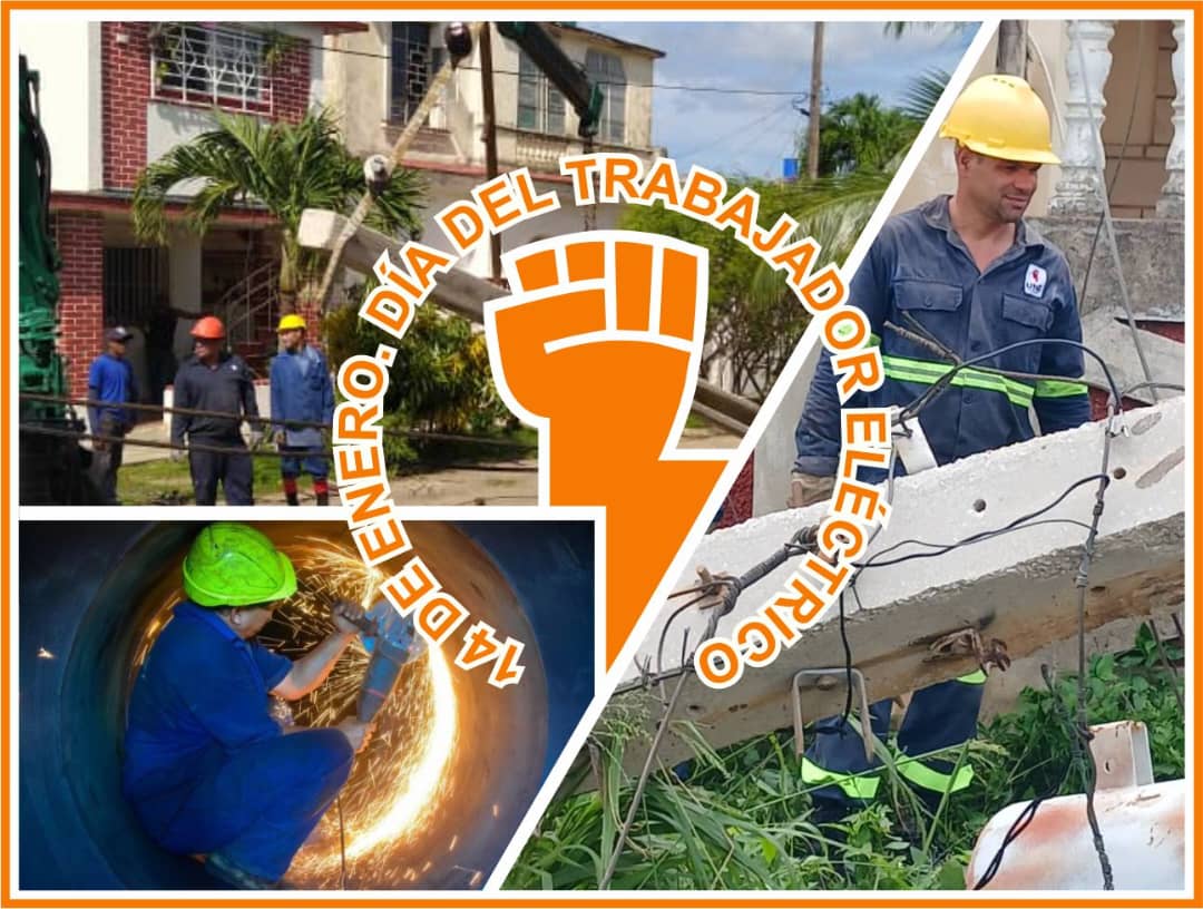 14 de enero #DíaDelTrabajadorEléctrico
Altruistas, Comprometidos, Valientes, Héroes cotidianos.
Siempre #UnidosXCuba

Reconocimiento a los trabajadores eléctricos por la entrega, la constancia y el compromiso con el que vencen todo tipo de dificultades siempre #DePieYCombatiendo