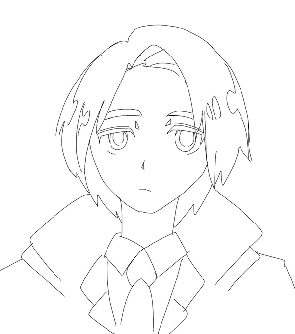 深夜の緩めのアニメに出てくるタイプの須藤雅史の線画 