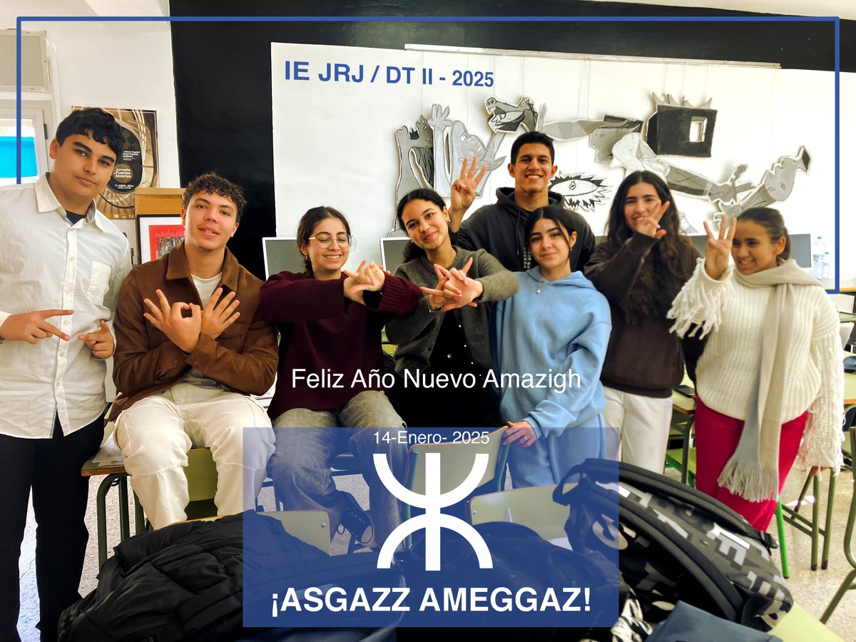 Desde el IE Juan Ramón Jiménez queremos desear a toda la comunidad educativa ¡"Asggaz Ameggaz"! ¡Feliz Año Nuevo Amazig ! Del 13 al 27 de Enero, Semana cultural Amazigh en el Juan Ramón Jiménez en Casablanca !
#centrosespañolesmarruecos #viveelexterior #accioneducativaexterior