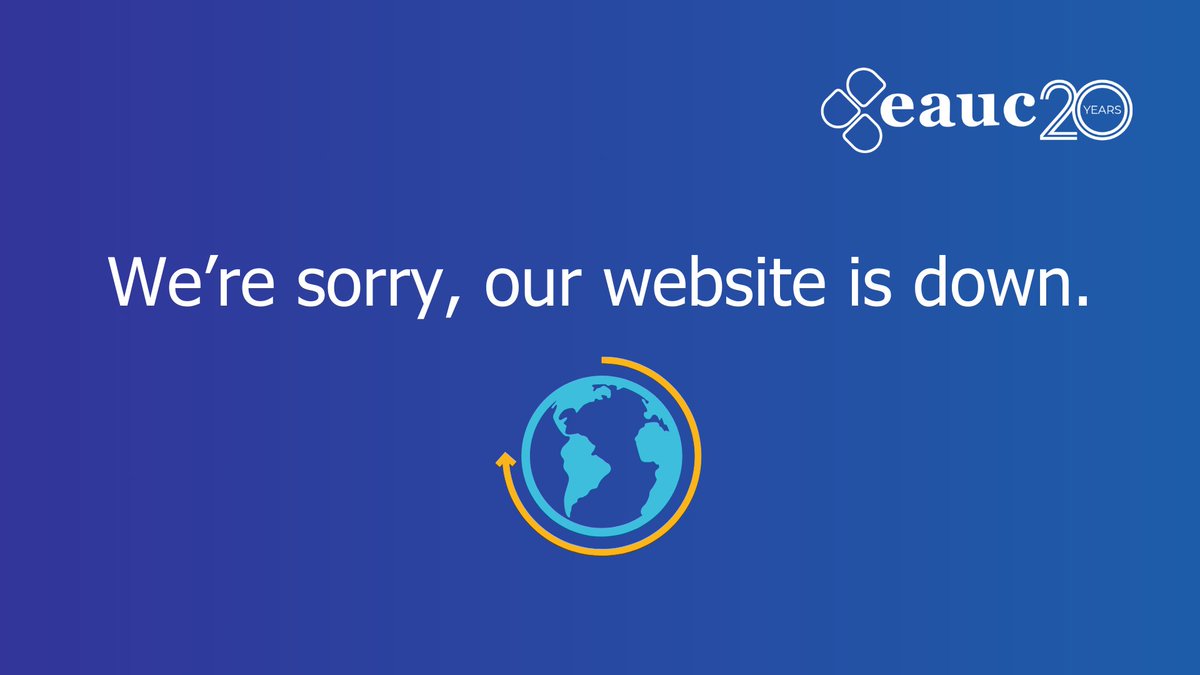 EAUC (@theeauc) on Twitter photo We're sorry, we're currently experiencing issues with our website.
Our sites for the Green Gown Awards, the SDG Accord & the Sustainability Exchange are also affected.
If you need to get in touch, give us a call or reach out by email:
📞01242 714321
📧info@eauc.org.uk We're sorry, we're currently experiencing issues with our website.
Our sites for the Green Gown Awards, the SDG Accord & the Sustainability Exchange are also affected.
If you need to get in touch, give us a call or reach out by email:
📞01242 714321
📧info@eauc.org.uk