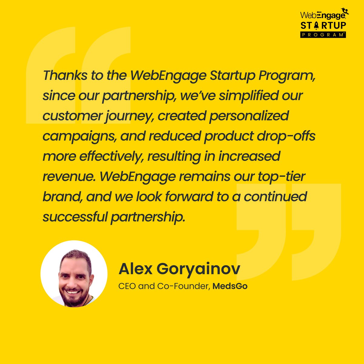 WebEngage's tweet photo. 🚀 Smarter engagement = BIGGER results!

#MedsGo x #WebEngageStartupProgram:
📈 +22% orders
🛒 +21% cart conversions
👤 +31% sign-ups

Personalized campaigns, optimized journeys &amp; stellar growth! Read the full story: https://t.co/YlRZkpEera

#RetentionSimplified #Personalization https://t.co/qL4pfphGUX