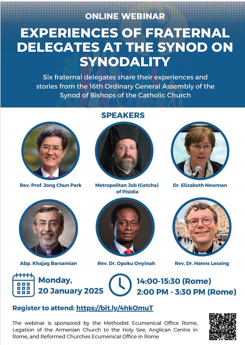 The ecumenical offices in Rome are hosting a webinar to hear from the Fraternal Delegates, to the recent Synod of Bishops meeting, about their experience and observations. Please feel free to register if you are interested.